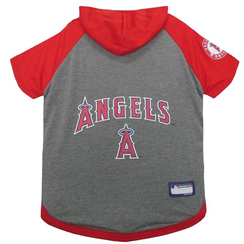 MLB Hoodie Shirt for Dogs & Cats - Los Angeles Angels Dog Hooded T-Shirt, Large. - MLB Team Color Hoody Vest for Baseball Fans