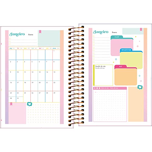 Agenda Espiral Diária 14 x 20 cm Happy 2023 - Lilás - Tilibra