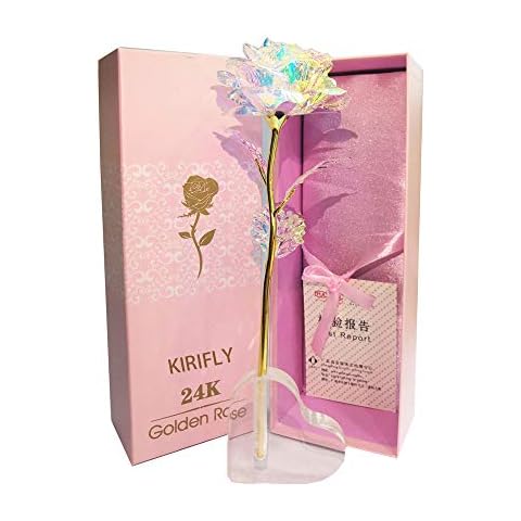 KIRIFLY Artificial Rose Gifts Fake Flowers Roses Presents for Women Plastic Cellophane Flower Birthday Anniversary Engagement Colorful Gifts (Heart Stand) Cover