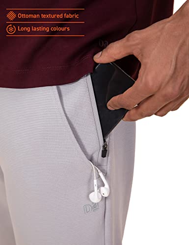 Image of DAMENSCH Men's Regular Fit Mid Rise Ottoman Joggers | Stylish Joggers for Casual Wear
