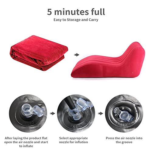 Starbrilliant Inflatable Living Room Chair, Indoor Foldable Deck Chaise Lounges With Air Pump, Outdoor Travel Camping Picnic Beach Chair(Red) #TOP3