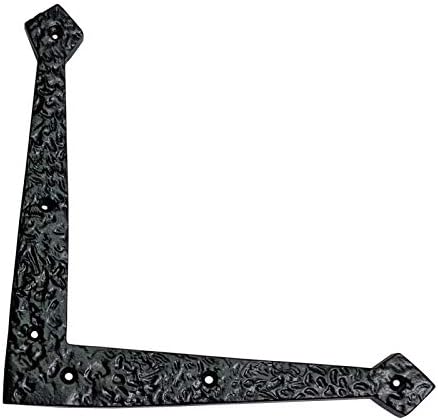 Adonai Hardware "Hosea Antique Iron Dummy Corner Door Strap/L-Bracket (361mm, Black Powder Coated)