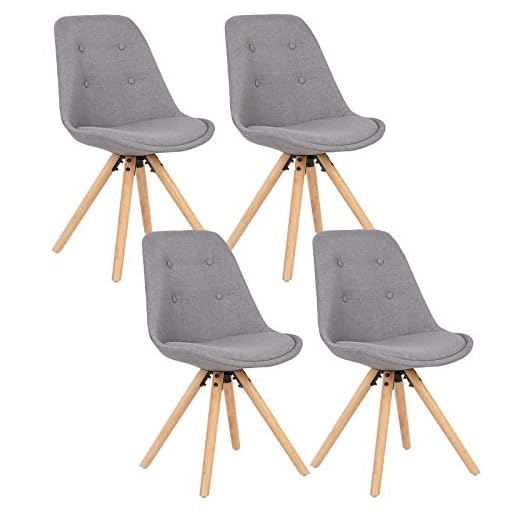 WOLTU Lot de 4 Chaises de Salle à Manger Chaises de Cuisine en Lin,Chaises de Relax Nouveau Design Gris BH54gr-4