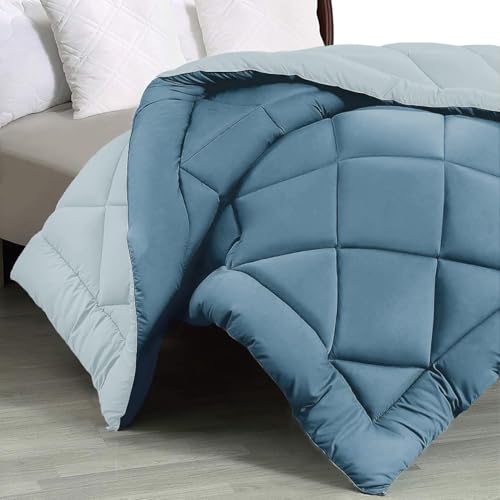 THE HOME STYLE Luxurious Reversible Microfiber AC Comforter ll Blanket ll Duvet II 300 GSM King Size Super Soft Cozy Comforter for All Weathers/Seasons (90x100 Inch) (Pack of 1, Denim & Sky)