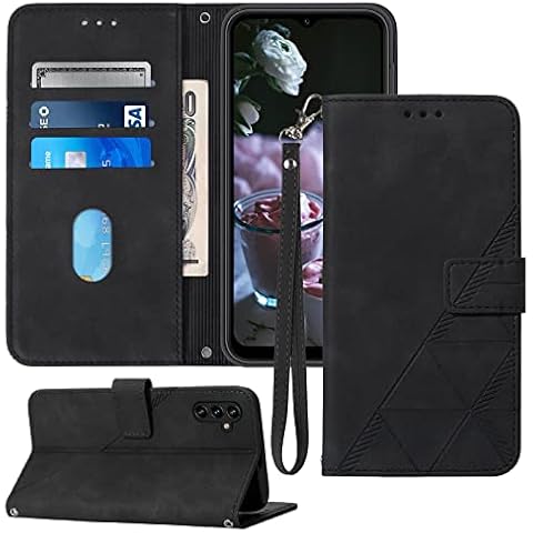 Moment Dextrad Samsung A54 5G Case Wallet, Luxury Embossed Pattern, Card Holder Slots, Kickstand, Magnetic Closure (Black) Cover