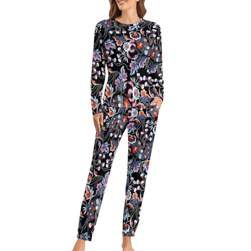 Pyjama femme romantique contre le stress quotidien : ensemble floral à manches longues