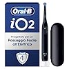 Oral-B iO 2 Spazzolino Elettrico Oral B, Nero, 1 Testina Di Ricambio, 1 Custodia Da Viaggio, Spazzolino, Delicato sulle Gengive, Efficace sulla placca, Sensore di Pressione