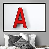 Framed Canvas Wall Art Word Panels 3D Fun Industrial Inspirational Metallic Multicolor Pop Art Typography - 16x24 inches