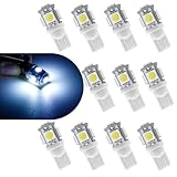 Zikefest 10PCS T10 Car LED Light Bulb, Wedge LED Bulb 5SMD 5050 Chips, 12V Dash Bulbs Replaces 194 158 168 193 198, Auto Interior Lights for Dome Map, Trunk, dashboard (White)