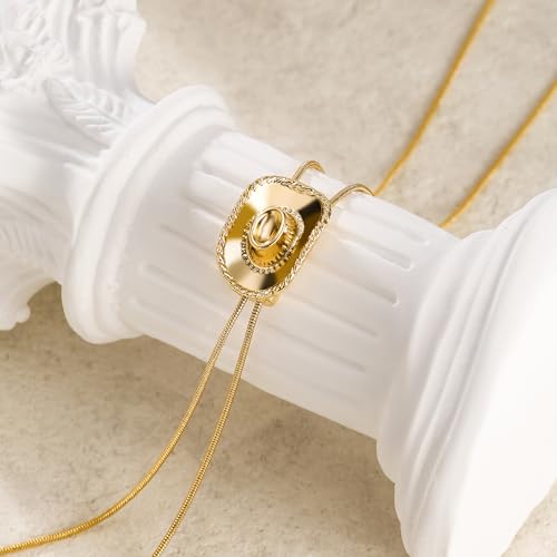 Cowgirl Necklace Gold Cow Hat Necklaces for Women Cowgirl Jewelry Gift Set4