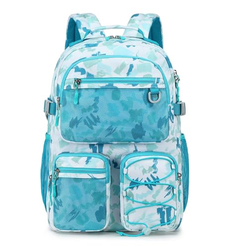 Image of Lohol Multi-Pocket Backpack for School College Travel, Heavy Duty Big Bookbag with 15.6 inch Laptop Compartment (Green Graffiti