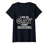 Womens Dirty Toilet Humor Fart for LGBT Lesbian Gay Pride Parade V-Neck T-Shirt