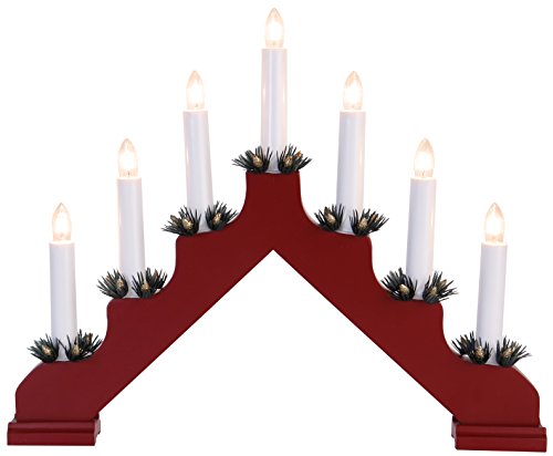 Preisvergleich Produktbild Star Fensterleuchter"Ada", 7-flammig, Material Holz, klare Birnen, Vierfarb-Karton, 30 x 38 cm, rot 286-15