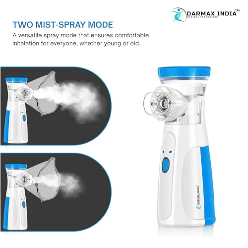 Image of Portable Mesh Nebulizer Machine for Kids & Adults | Ultrasonic Inhaler Device | Silent Handheld Nebulizer with USB Rechargeable Battery | Steam Inhaler for Asthma, Cough, Cold & Allergy Relief