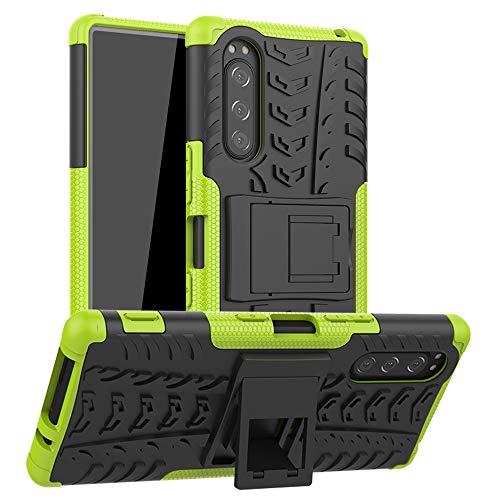 LFDZ Compatible with Sony Xperia 5 Case,Heavy Duty Tough Armour Rugged Shockproof Cover with Kickstand Case For Sony Xperia 5,Green
