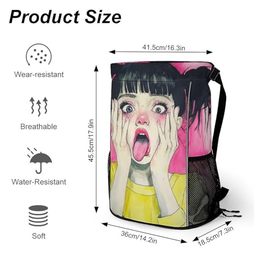 Drawstring Backpack for Men, Cute Goth Gothic Art Breathable Versatile Sackpack, Cool Spacious Sports Gym Bag with Wet Pocket for Shoes and Clothes2