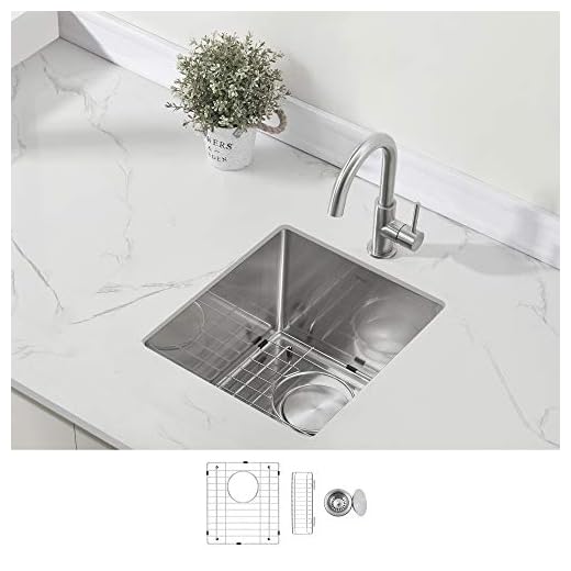 Zuhne Modena Undermount Bar and RV Sink, 16-Gauge Stainless Steel (15 x 17 Small)