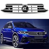 JENEROUMAN For VW Tiguan Grille Compatible With 2022 2023 2024 Volkswagen Tiguan Chromed Grille Front Bumper Upper Grill Trim