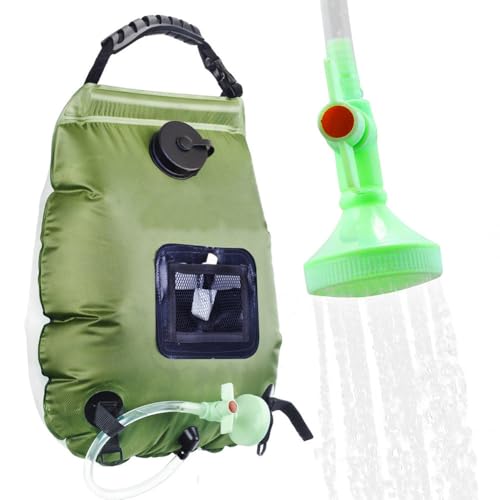 Portable Shower Bag, 5 Gal/20L Solar Heating Camping Shower Bag with Removable Hose&On-Off Switchable Shower Head, Compact Camping Shower for Camping, Hiking, Traveling, Beach Swimming