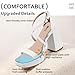 IDIFU White Strappy Platform High Heels for Women - Chunky Block Square Toe Sexy Wedding Bridal Dress Shoes - Open Toe Ankle Strap Heeled Sandals - Comfortable Thick Heels (White Pu, 11)