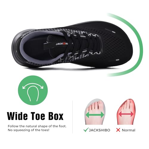 JACKSHIBO Sapatos masculinos com bico largo, tênis atlético, tênis largo, academia, treino, cross tr