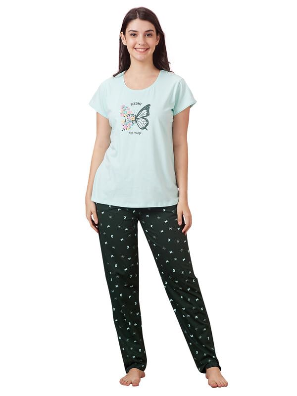 Image of AV2 Women Cotton Printed Top Nightsuit Pajama Set