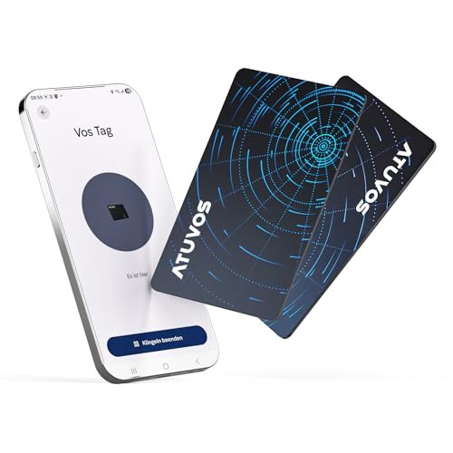 ATUVOS Neu Dual-System Air Tag Karte Pro für Android & iOS, Wiederaufladbarer Wallet Tracker Card Kompatibel mit Google Mein Gerät Finden or Apple Wo ist? App, Gegenstände-Finder, Thin 1.6mm 2er Pack