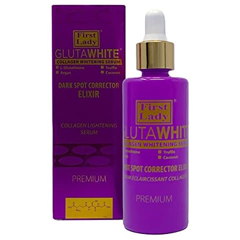 First Lady Premium Glutawhite Collagen Skin Whitening Beauty Elixir Serum 60ml - with L- Glutathione, Truffle, Argan & Coconut Cover