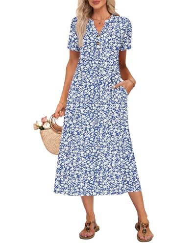 MOLERANI Women's Summer Casual Maxi Dress Vacation Long Sundress,Flower,M