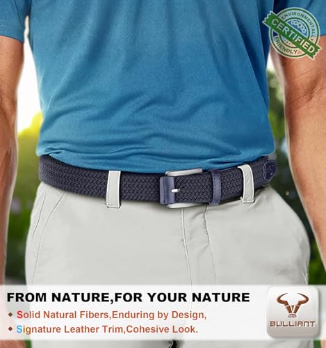 Image of BULLIANT Men's Woven Braided Stretch Web Golf Belt 1 3 /8 inch-Gift Boxed