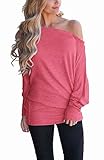 Lacozy Long Sleeve Sweatshirt for Women Fashion Off The Shoulder Tops Pullover Sweaters Batwing...
