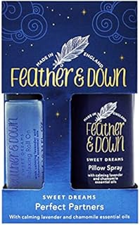 Feather & Down Sweet Dreams Perfect Partners Gift Set (50ml Pillow Spray & 10ml Roll-on) - With calming lavender & chamomile essential oils. Cruelty Free.