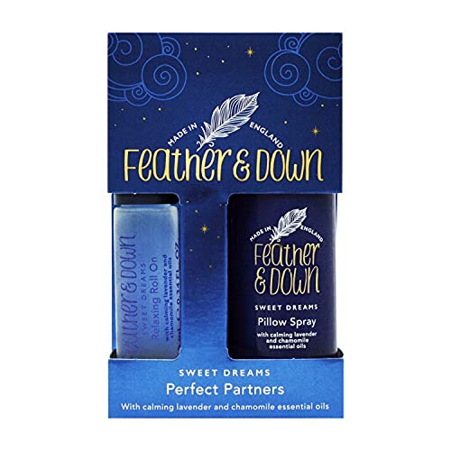 Feather & Down Sweet Dreams Perfect Partners Gift Set (50ml Pillow Spray & 10ml Roll-on) - With calming lavender & chamomile essential oils. Cruelty Free.
