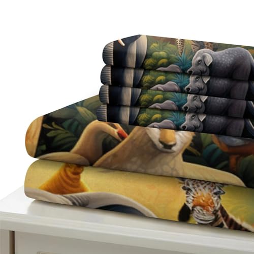 Housse de couette fermeture éclair jungle pour lit simple microfibre