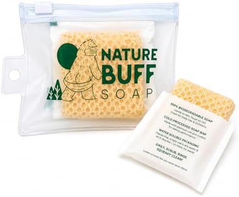 2-Pack Biodegradable Soap Unscented Travel-Sized Camping Soap Bars -All-In-One Backpacking Essentials Outdoor Recreation Soap Bar and Washcloth
