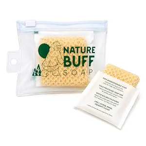 2-Pack Biodegradable Unscented Travel Camping Soap Bars with Washcloth