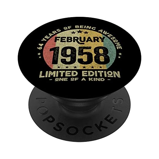 Regalo 64 años Cumpleaños Hombre Mujer - Febrero 1958 PopSockets PopGrip Intercambiable
