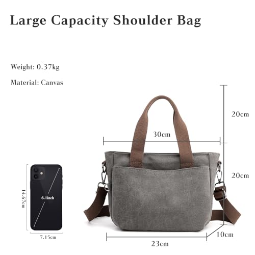 Bolso Tote de Lona para Mujer con Múltiples Bolsillos miniatura 3