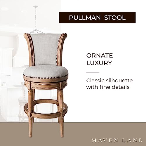Maven Lane Pullman High-Back Kitchen Swivel Bar Stool, Weathered Oak, Bar Height, Set Of 4 #TOP4