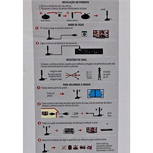Antena Digital HD 3.5dbi Interna Externa C/ Imã 3m - MTA-3011 - Tomate