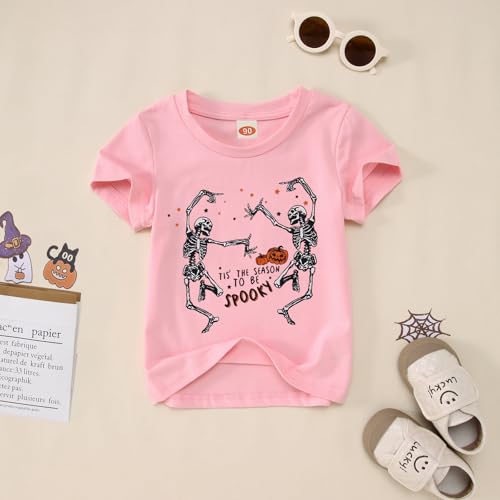Dancing Skeleton Toddler Halloween Shirt Baby Boy Girl Spooky Season Tshirt Funny Skull Tee Tops Kids Fall Clothes4