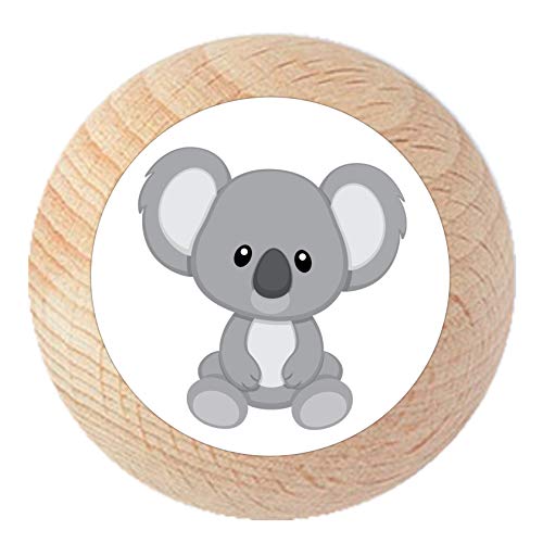 Bouton de meuble « Koala » en bois de hêtre naturel laqué transparent pour chambre d'enfant d'enfant Cover