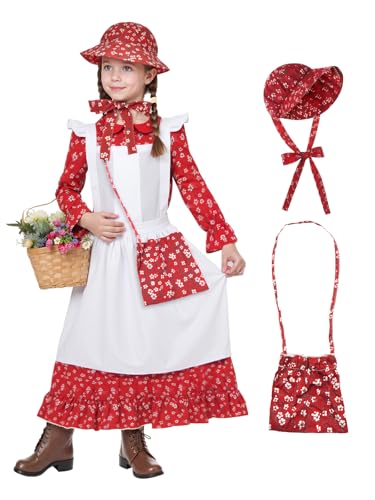 Disfraz Pioneer Girl para niñas con delantal y cofia miniatura 1