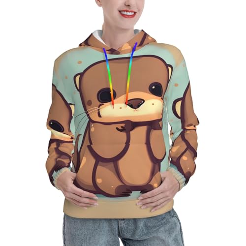 Sweat à capuche loutre mignon pour femme EdWal ajusté avec poche