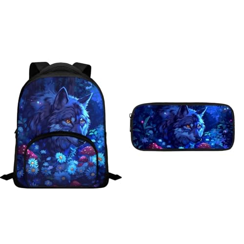 Zaini per la scuola dei bambini Zaino da 12 pollici da viaggio Grande Bookbags per asilo Prescolare Lupo Margher