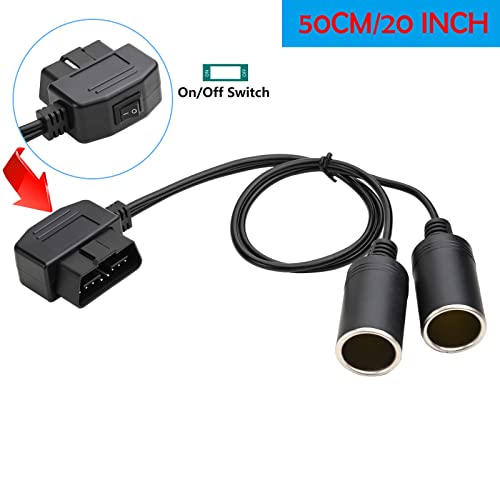 Cable de memoria OBD2 con interruptor de corte y conector doble de mechero 2
