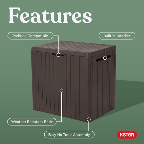 Keter 243550 City 30 Gallon Resin Outdoor Storage Box And Patio Furniture Side Table thumb #3