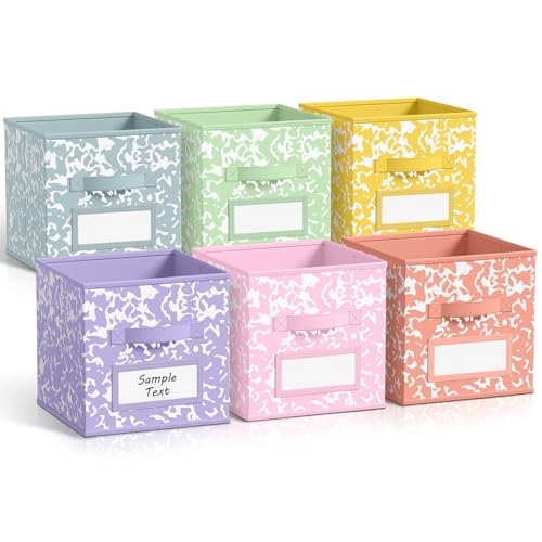 LemonRoad 6 Fabric Storage Cubes 11 Inch Foldable Marble Storage