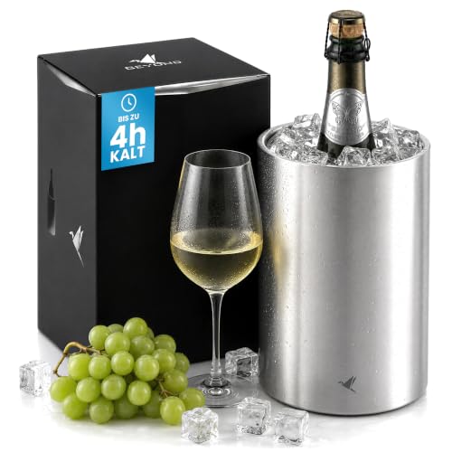 Beyond Flaschenkühler für Wein, Champagner und Sekt Flaschen I Doppelwandiger Edelstahl Sektkühler - Weinkühler, Getränkekühler ideal für Lange Outdoor Weinabende im Garten
