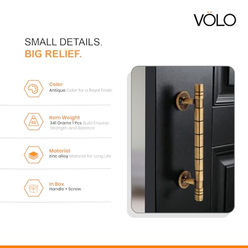 Image of VOLO Main Door Pull Push Handle for Main Entry | Interior Exterior Use | Modern Home Office Door Hardware Pull Handle | (Antique Brass, 8 Inch (200MM), Pack of 2 Piece (K-58))